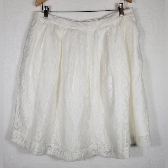 J.Crew NWT white burnout pattern A-line skirt size 14 preppy party wedding - Picture 3 of 8